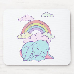かわいいかわいい漫画バニーラビットレインボー マウスパッド