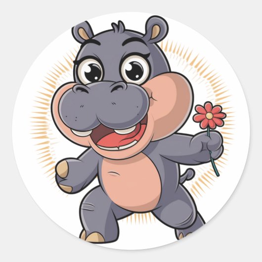 かわいいかわいい漫画モーデンヒッポ ラウンドシール (正面)