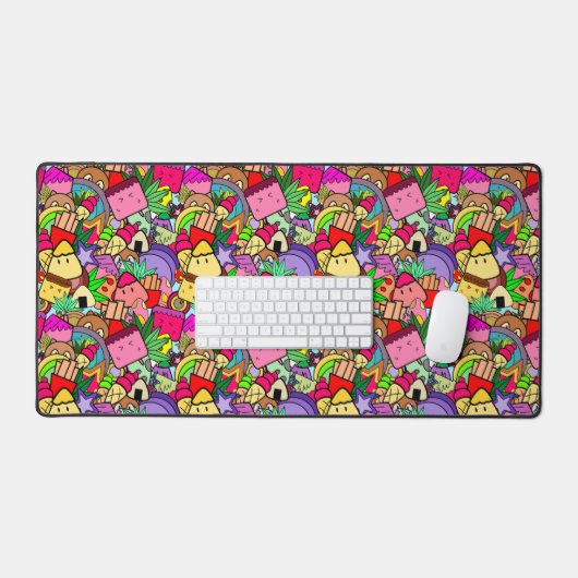 かわいいかわいい漫画lカラフル子供の手描き デスクマット (キーボード&マウス)