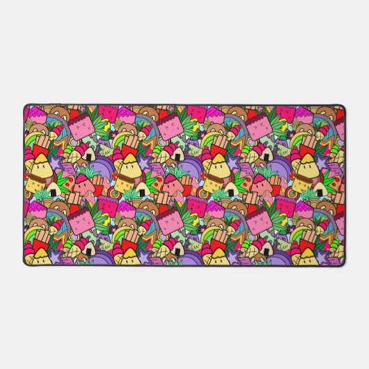 かわいいかわいい漫画lカラフル子供の手描き デスクマット (正面)