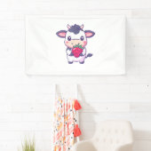 かわいいかわいい牛とイチゴ愛らしい牛 横断幕 (インサイチュ)