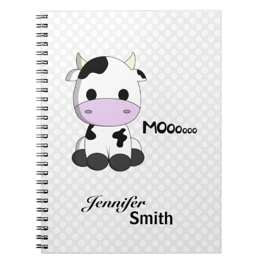 かわいいかわいい牛漫画のカスタマイズ可能な女の子 ノートブック (正面)