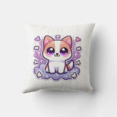 かわいいかわいい犬、大きな目をした愛らしい漫画犬 クッション (裏面)