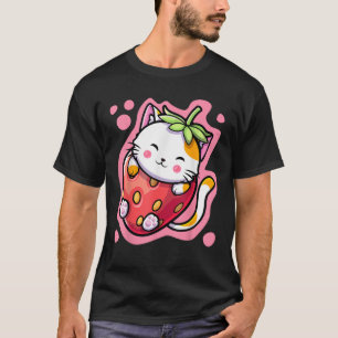かわいいかわいい猫いちごミルク日本のアニメWOM Tシャツ