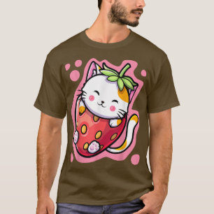 かわいいかわいい猫いちごミルク日本のアニメWOM Tシャツ