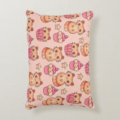 かわいいかわいい猫とカップケーキのピンク アクセントクッション (正面(垂直))