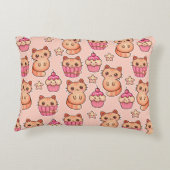 かわいいかわいい猫とカップケーキのピンク アクセントクッション (裏面)