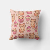 かわいいかわいい猫とカップケーキのピンク クッション (裏面)