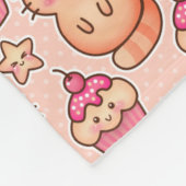 かわいいかわいい猫とカップケーキのピンク フリースブランケット (角)