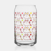 かわいいかわいい猫とハート柄 ガラス缶 (正面)