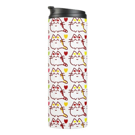 かわいいかわいい猫とハート柄 タンブラー (回転右)