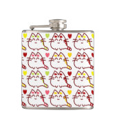 かわいいかわいい猫とハート柄 フラスク (正面)