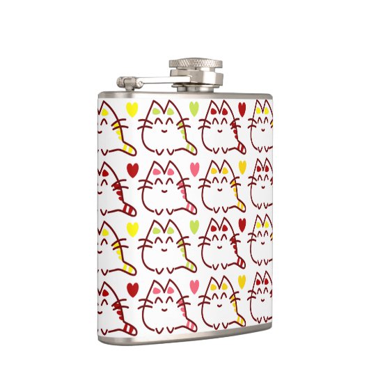 かわいいかわいい猫とハート柄 フラスク (右)