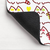 かわいいかわいい猫とハート柄 マウスパッド (コーナー)