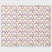 かわいいかわいい猫とハート柄 ラッピングペーパー (フラット)