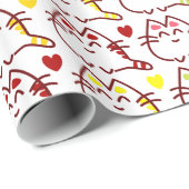 かわいいかわいい猫とハート柄 ラッピングペーパー (ロールコーナー)