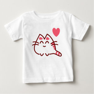 かわいいかわいい猫とハート ベビーTシャツ