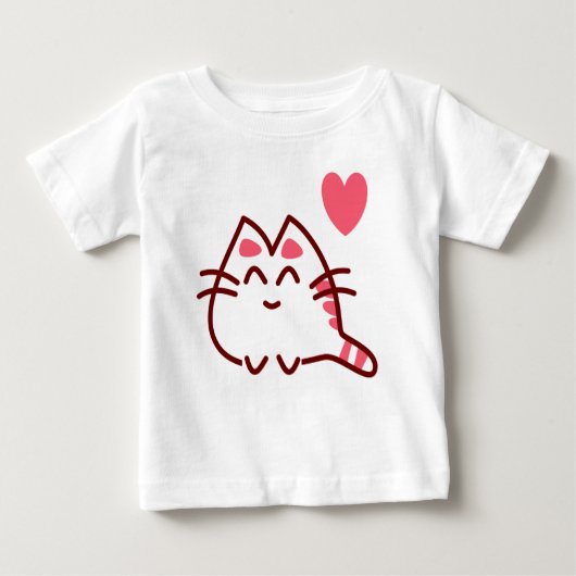 かわいいかわいい猫とハート ベビーTシャツ (正面)