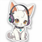 かわいいかわいい猫のヘッドフォン シール (正面)