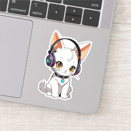 かわいいかわいい猫のヘッドフォン シール