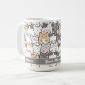 かわいいかわいい猫の柄パーソナライズされた コーヒーマグカップ (正面左)