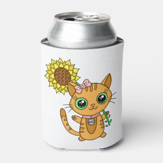 かわいいかわいい猫の花を持つ 缶クーラー (缶正面)