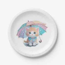 かわいいかわいい猫イラストレーションプレゼント ペーパープレート