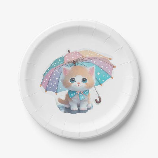 かわいいかわいい猫イラストレーションプレゼント ペーパープレート (正面)