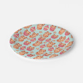 かわいいかわいい猫カップケーキピンクとブルーのパターン ペーパープレート (アングル)