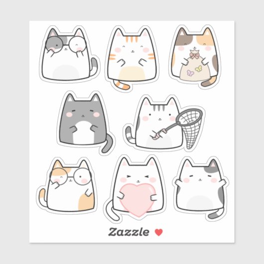 かわいいかわいい猫キャットのステッカー シール (シート)
