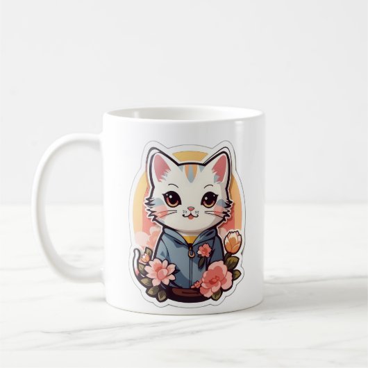 かわいいかわいい猫グラフィック コーヒーマグカップ (左)