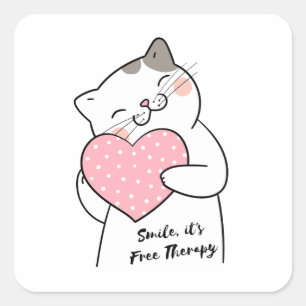 かわいいかわいい猫スマイル スクエアシール