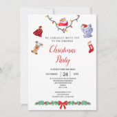 かわいいかわいい猫トナカイ愛好家 |クリスマスパーティー 招待状 (正面)