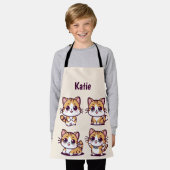 かわいいかわいい猫ポーズ エプロン (着用した状態)
