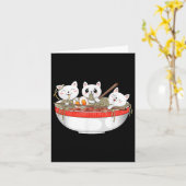 かわいいかわいい猫ラーメン日本の猫 カード (黄色い花)