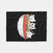 かわいいかわいい猫ラーメン日本の猫 フリースブランケット (正面(横))