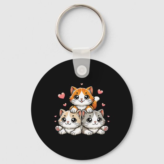 かわいいかわいい猫猫おもしろい猫好きプレゼント キーホルダー (正面)