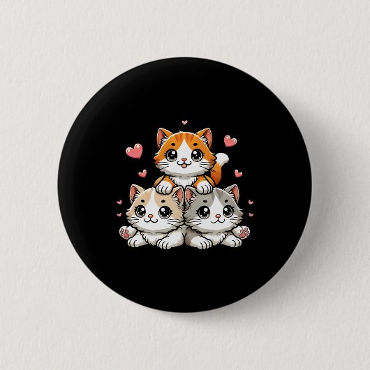 かわいいかわいい猫猫おもしろい猫好きプレゼント 缶バッジ (正面)