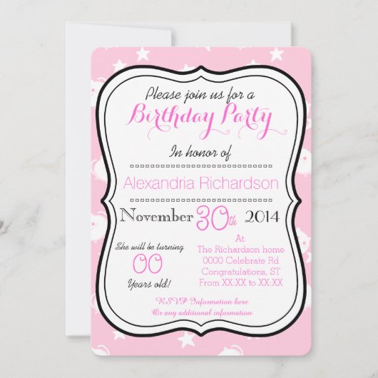 かわいいかわいい白猫の誕生パーティー 招待状 (正面)