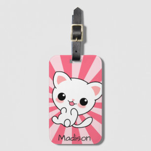 かわいいかわいい白猫ピパーソナライズされたンク ラゲッジタグ