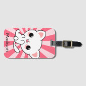かわいいかわいい白猫ピパーソナライズされたンク ラゲッジタグ (正面横)