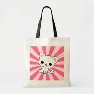 かわいいかわいい白猫ピンク トートバッグ