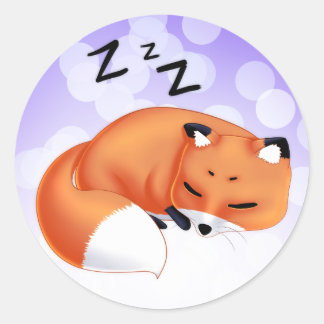 かわいいかわいい眠る漫画のキツネ ラウンドシール