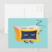 かわいいかわいい睡眠目覚まし時計キャラクター ポストカード (正面/裏面)