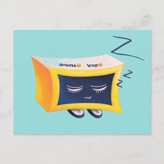 かわいいかわいい睡眠目覚まし時計キャラクター ポストカード (正面)