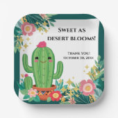 かわいいかわいい砂漠開花フローラサボテン赤ちゃんシャワー ペーパープレート (正面)