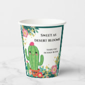 かわいいかわいい砂漠開花フローラサボテン赤ちゃんシャワー 紙コップ (正面)