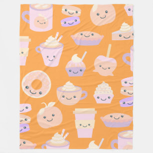 かわいいかわいい秋のパンプキンパイパステル フリースブランケット