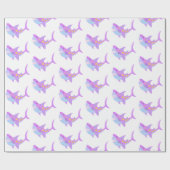 かわいいかわいい笑顔でサメの姿を紫 ラッピングペーパー (フラット)