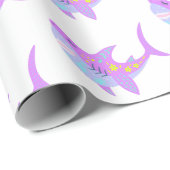 かわいいかわいい笑顔でサメの姿を紫 ラッピングペーパー (ロールコーナー)